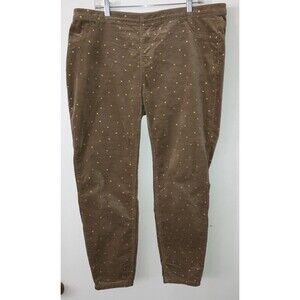 Evy’s Tree Jegging Women's Sz 1X Tan Brushed Corduroy Skinny Pockets Cabincore